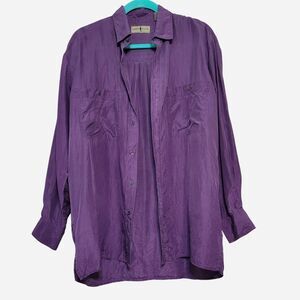 VTG 90s Robert Stock Men's S Purple Silk Shirt
